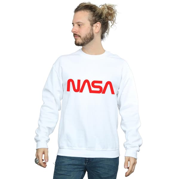 NASA Herr Modern Logo Sweatshirt L Vit White L