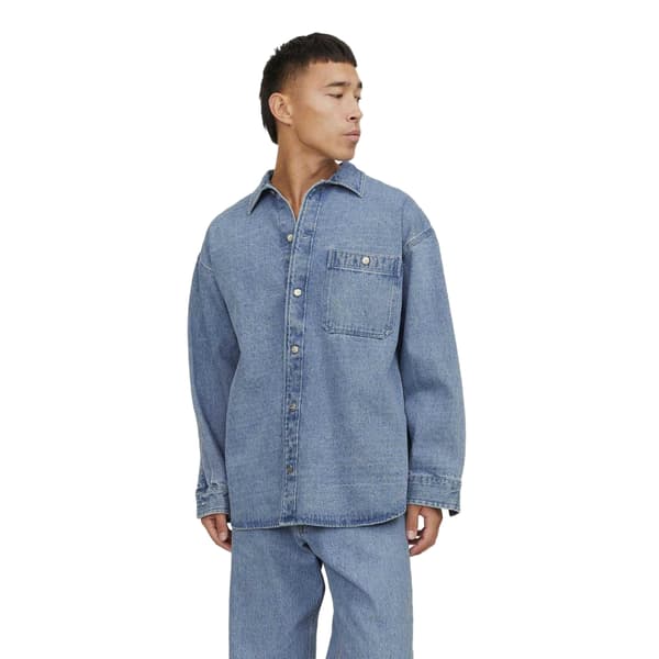Jack And Jones Herr Denim Fick Överskjorta M Blå Blue M