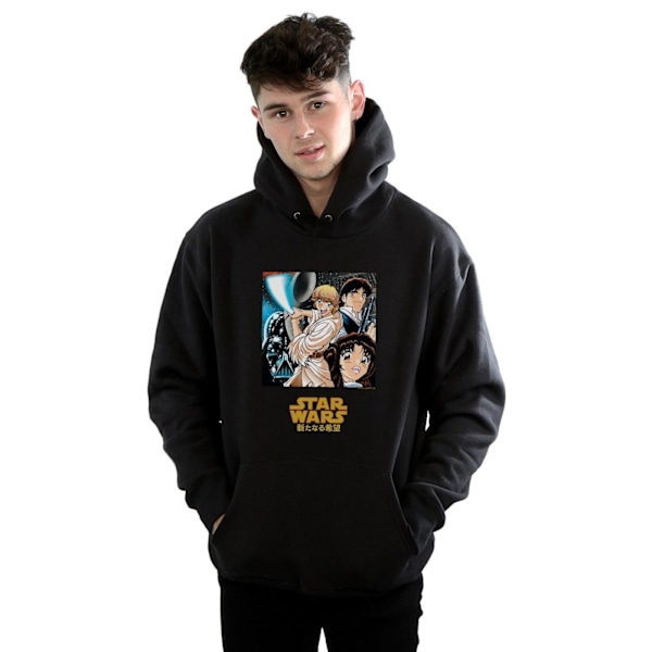 Star Wars Anime Poster Hoodie för män S Svart Black S