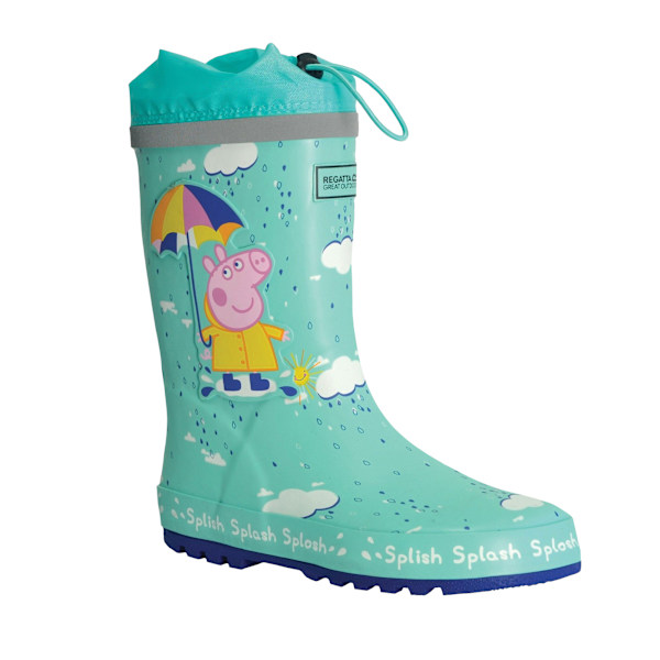 Regatta Barn/Barn Greta Gris Splash Square Wellington Boots Aruba Blue 12 UK Child