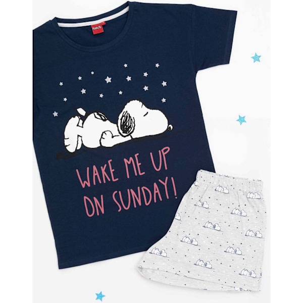 Snoopy Dam/Ljusgrå Kort Pyjamas Set M för Dam/Kvinnor Navy/Light Grey M