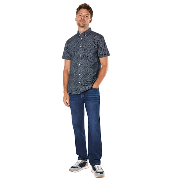 Maine Herr Geo Blommönster Kortärmad Skjorta 3XL Svart Black 3XL