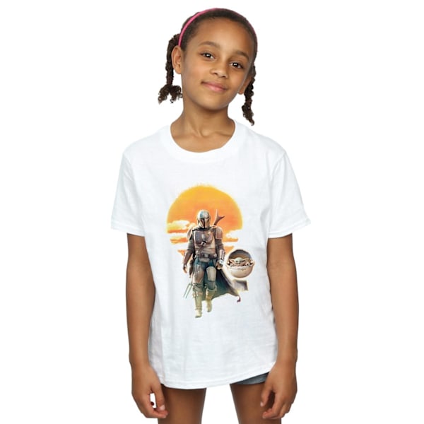 Star Wars Girls The Mandalorian Sunset Poster Bomull T-shirt 7- White 7-8 Years