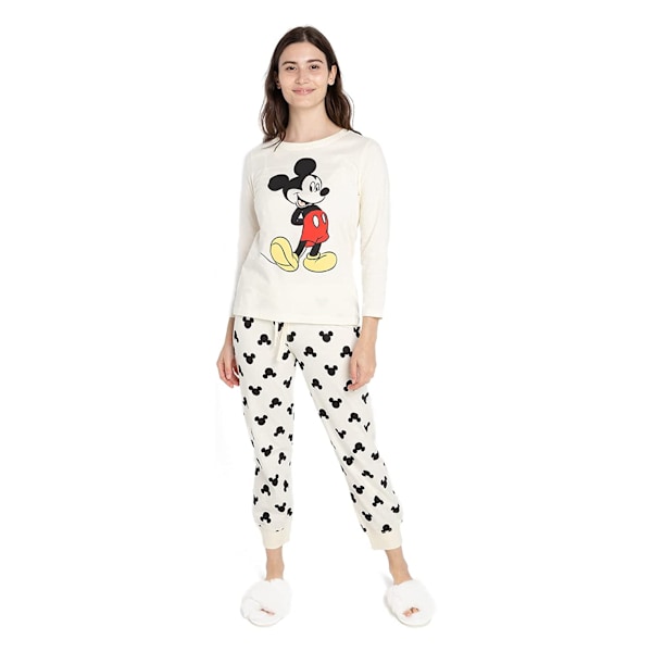 Disney Womens/Ladies Relax Mickey Mouse Långärmad Lång Pyjamas Cream/Black/Red M