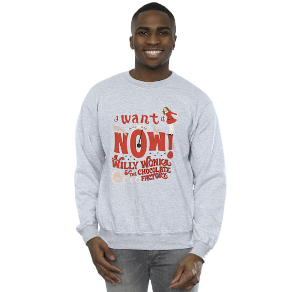Willy Wonka Herr Verruca Salt Jag Vill Ha Den Nu Sweatshirt 4XL Spor Sports Grey 4XL
