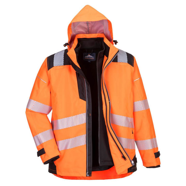 Portwest Mens PW3 3 In 1 Hi-Vis Safety Jacket XL Orange/Svart Orange/Black XL
