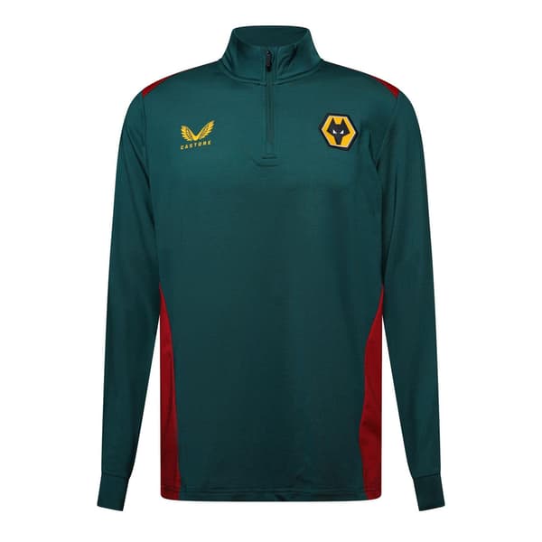 Castore Herr Wolverhampton Wanderers FC Träningströja med kvartsdragkedja Red M