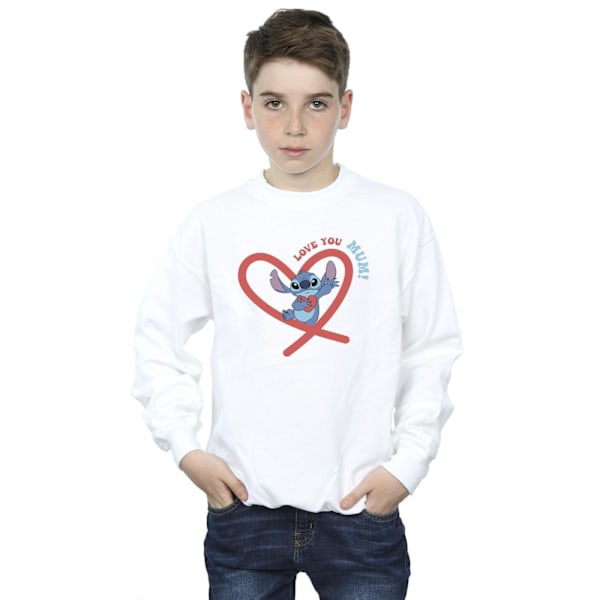 Disney Boys Lilo & Stitch Love You Mum Sweatshirt 9-11 år Vit White 9-11 Years