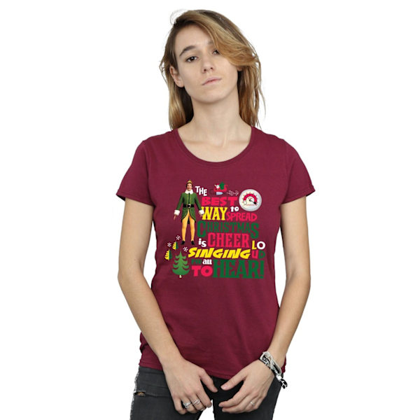 Elf Dam/Damer Julglädje Bomull T-shirt XXL Bourgogne Burgundy XXL