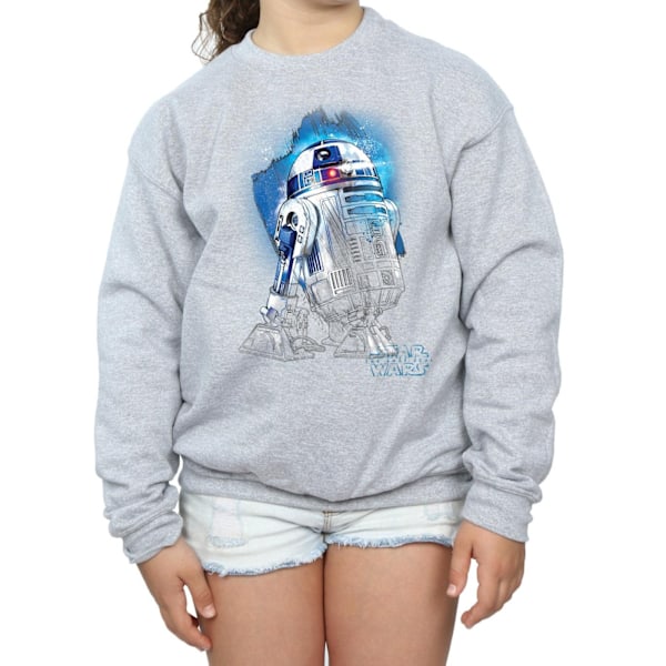 Star Wars Girls The Last Jedi R2-D2 Borstad Sweatshirt 9-11 År Sports Grey 9-11 Years