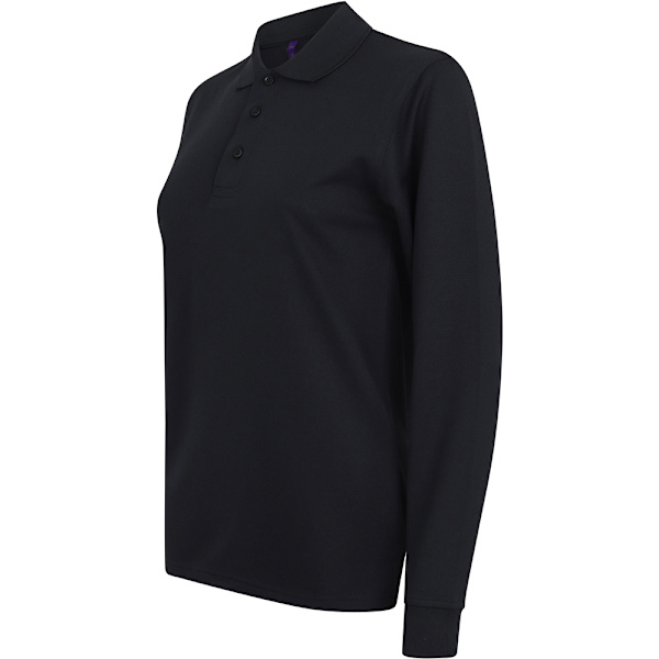 Henbury Coolplus Fukttransporterande Långärmad Pikétröja för Män 4 Black 4XL