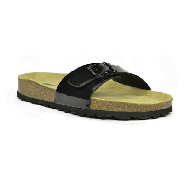 Sanosan Dam/Dam Malaga Lackerade Sandaler 4 UK Svart/Brun Black/Brown 4 UK
