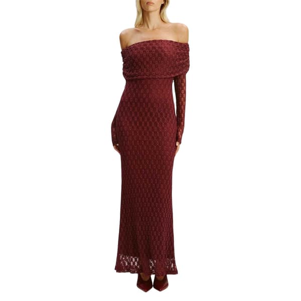 Bardot Dam/Dam Adoni Off Shoulder Maxiklänning 14 UK Deep P Deep Plum 14 UK