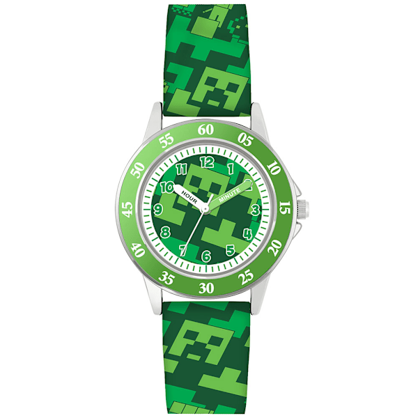 Minecraft Barn/Kids Creeper Analog Klocka En Storlek Grön/ Green/White One Size