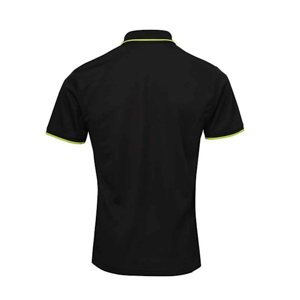 Premier Mens Coolchecker Contrast Pique Polo Shirt XL Svart/Lime Black/Lime Green XL