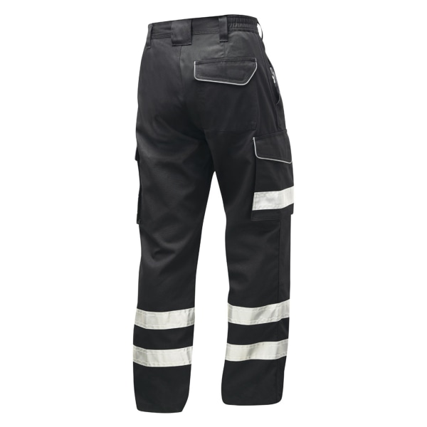 Yoko Hi-Vis Cargo-byxor för män med knäskyddsfickor 34in Reg Black 34in Reg