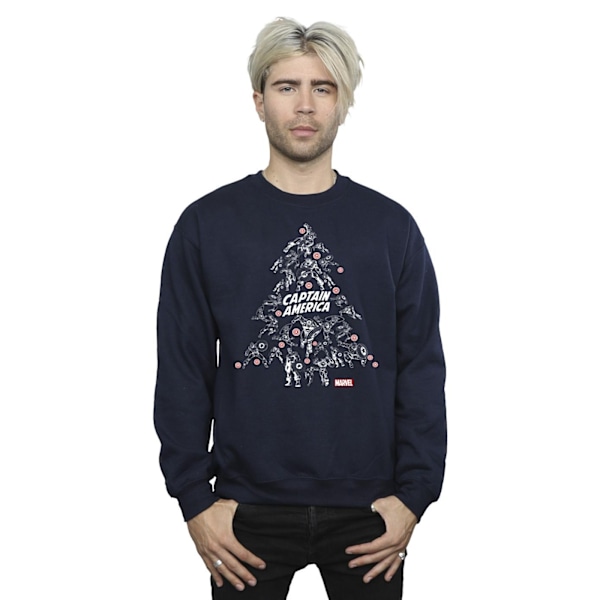 Marvel Herr Captain America Julgran Sweatshirt XL Marinblå B Navy Blue XL