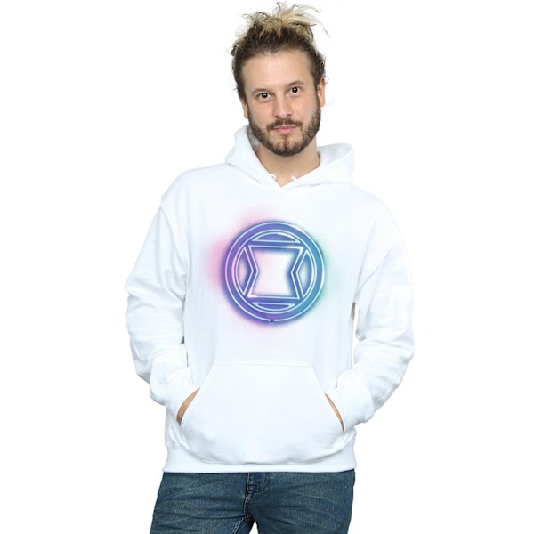 Marvel Herr Svart Änka Neon Logo Hoodie S Vit White S