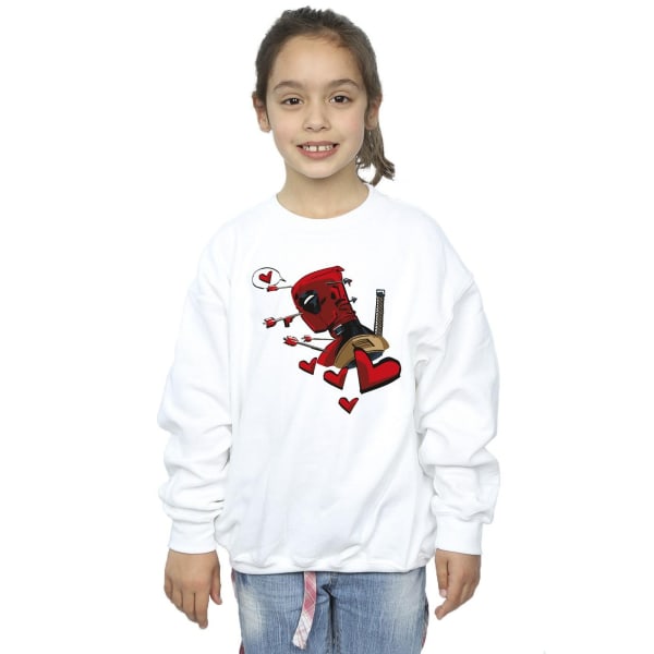 Marvel Girls Deadpool Love Arrow Sweatshirt 5-6 år Vit White 5-6 Years