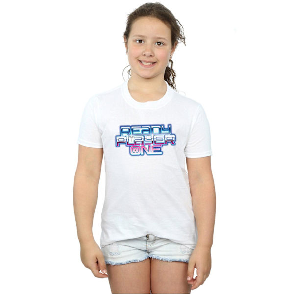 Ready Player One T-shirt i bomull med logotyp i gradient för flickor 7-8 år W White 7-8 Years