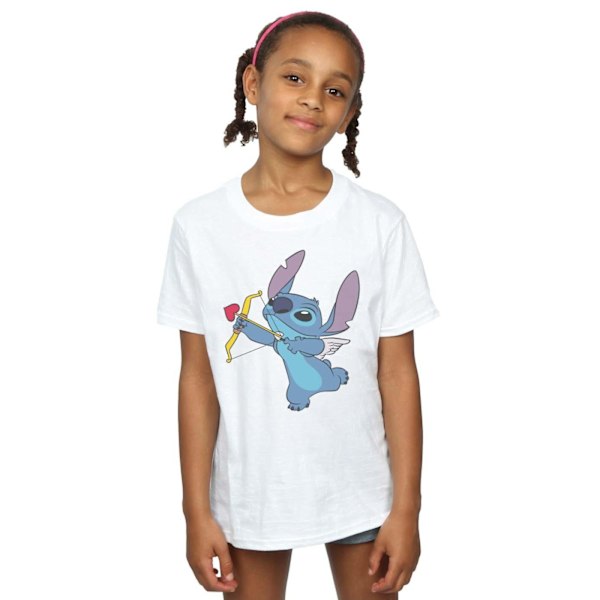 Disney Girls Lilo And Stitch Stitch Cupid Valentines Bomull T-S White 5-6 Years