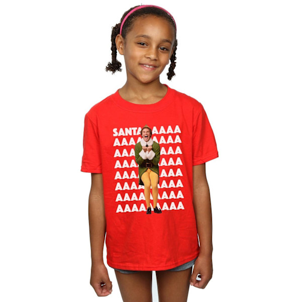 Elf Girls Buddy Santa Scream Bomull T-shirt 9-11 år Röd Red 9-11 Years