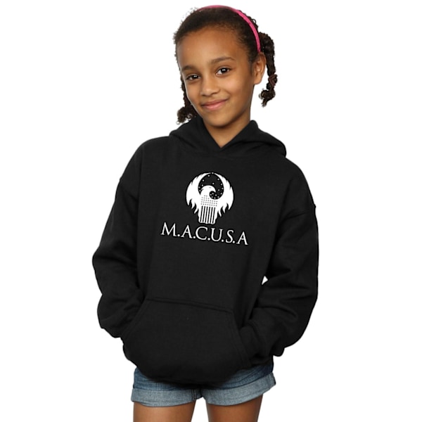 Fantastiska vidunder Girls MACUSA Logo Hoodie 7-8 år Svart Black 7-8 Years