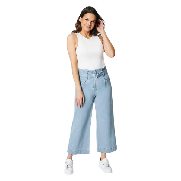 Principles Dam/Dam Belted Petite Wide Leg Jeans 12 UK Ljus Light Blue 12 UK