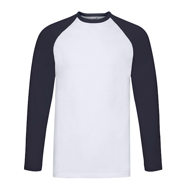 Fruit of the Loom Unisex Adult Contrast Long-Sleeved Baseball T White/Deep Navy XXL