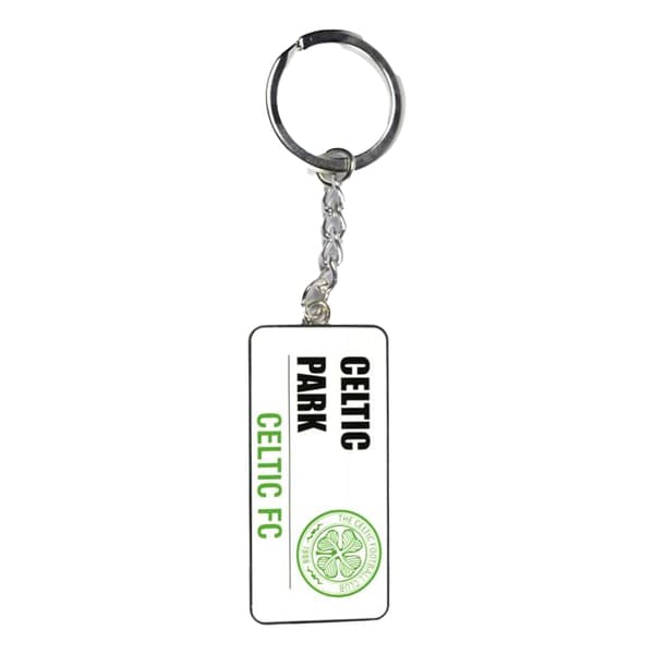 Celtic FC Gatuskylt Nyckelring En Storlek Silver/Vit Silver/White One Size