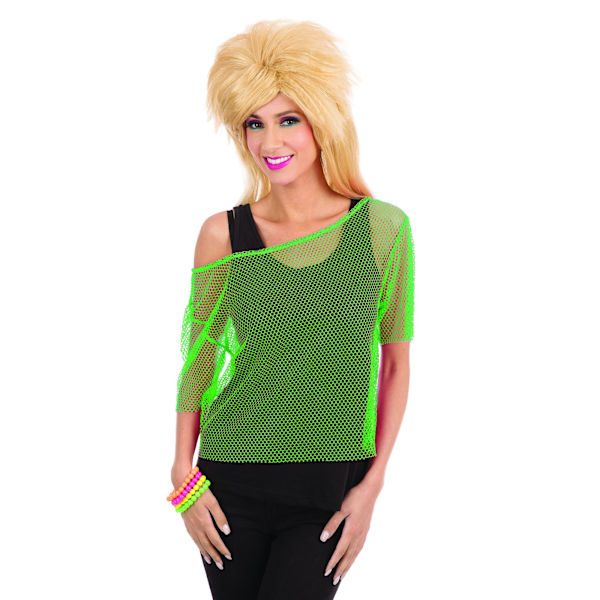 Bristol Novelty Dam/Damer 80-tals Mesh Top En Storlek Grön Green One Size