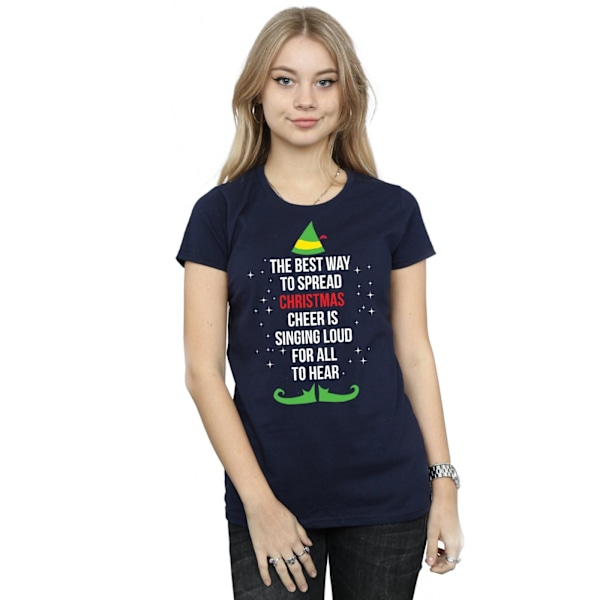 Elf Dam/Kvinnors Julglädje Text Bomull T-shirt L Marinblå Navy Blue L