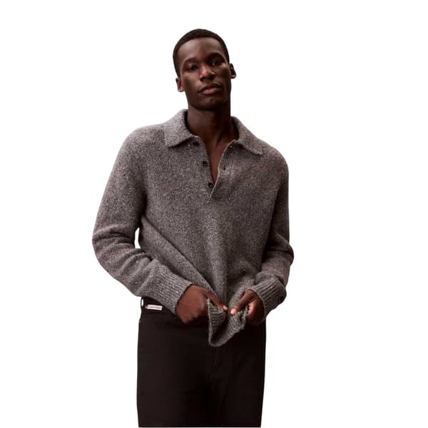 Calvin Klein Herr Heather Långärmad Pikétröja M Grå H Grey Heather M