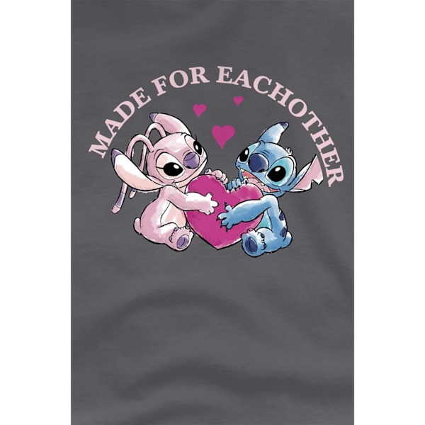Lilo & Stitch Herr Made For Each Other T-Shirt 3XL Kolgrå Charcoal 3XL