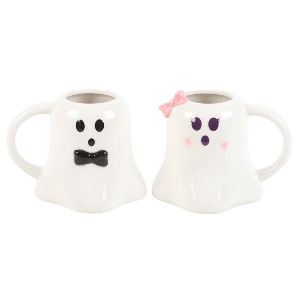 Something Different Mr & Mrs Boo Spökkoppset, En Storlek, Vit White/Black/Baby Pink One Size
