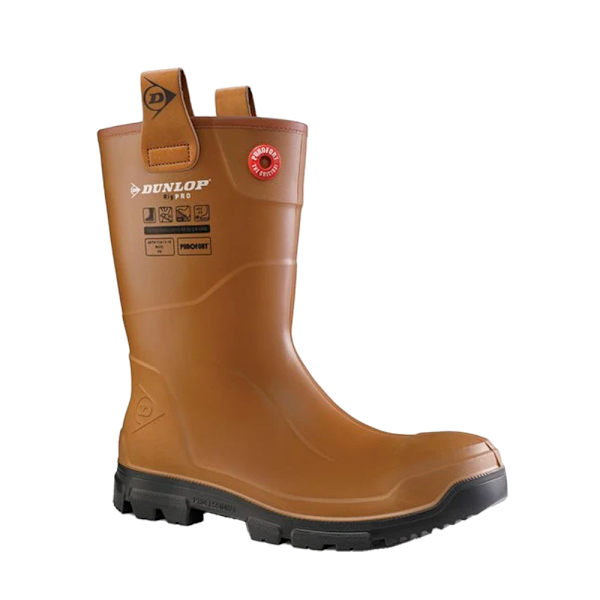 Dunlop Unisex Adult Purofort Rigpro Fur Lined Safety Wellington Brown/Black 6.5 UK