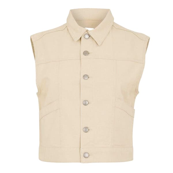Threadbare Dam/Dam Lucky Ärmlös Jeansjacka 14 UK Ec Ecru 14 UK