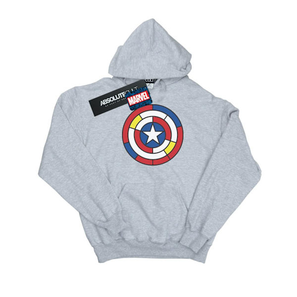 Marvel Herr Captain America Glasmålning Sköld Hoodie XXL Spo Sports Grey XXL