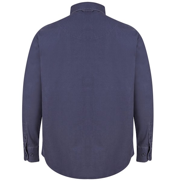 Front Row Herr Pullover Bomull Drill Skjorta M Tvättat Marinblått Washed Navy M
