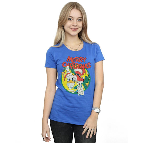 Disney Dam/Kvinnor Kalle Anka God Jul Bomull T-shirt Royal Blue L