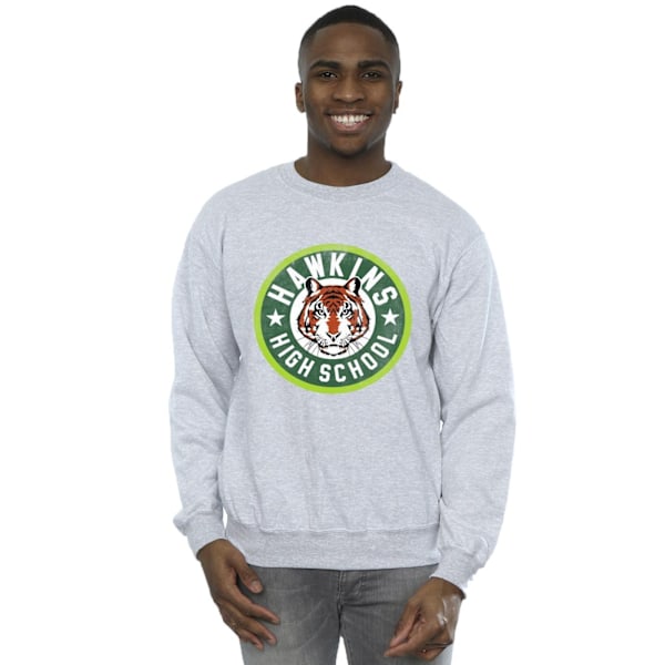 Netflix Stranger Things Hawkins Tiger Circle Sweatshirt 3X Sports Grey 3XL