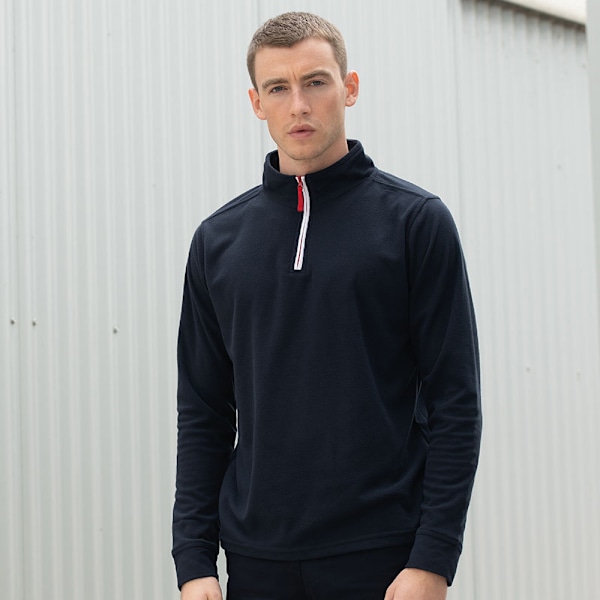Finden & Hales Herr 1/4 Dragkedja Långärmad Pipad Fleece Topp XS Nav Navy/White XS