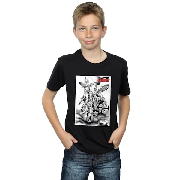 Marvel Boys Avengers Assemble Team Sketch T-shirt 5-6 år Svart Black 5-6 Years