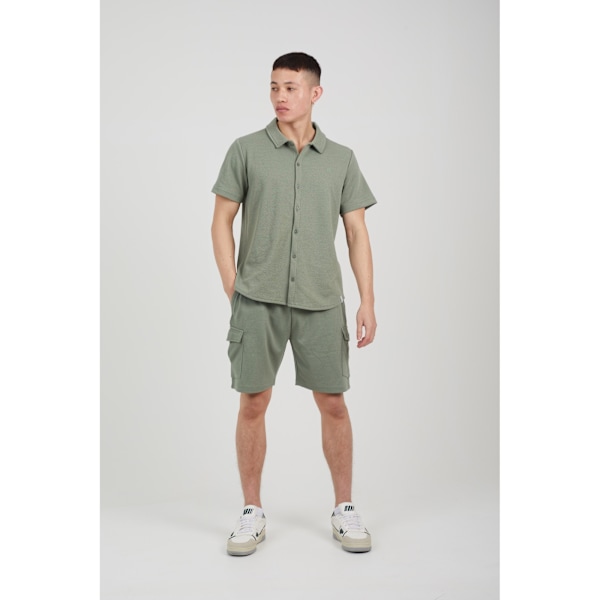 Brave Soul Mens Cadby Textured Cargo Shorts M Washed Sage Washed Sage M