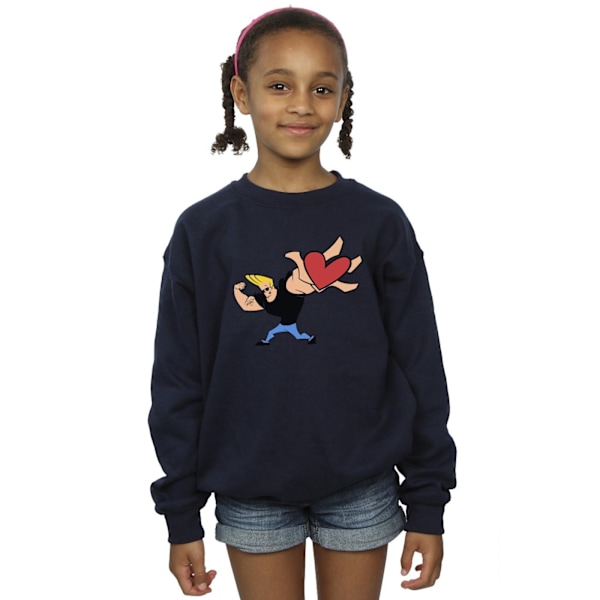 Johnny Bravo Girls Heart Present Sweatshirt 5-6 år Marinblå Navy Blue 5-6 Years