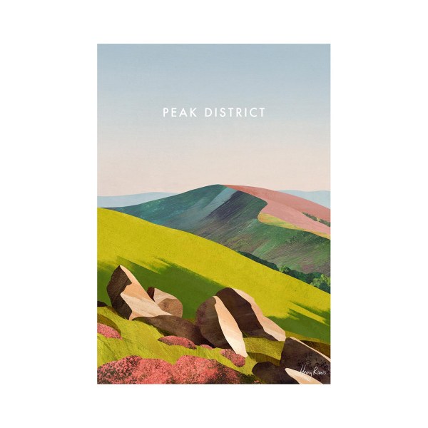 Henry Rivers Peak District Print 40cm x 30cm Grön/Ljusblå/L Green/Light Blue/Light Brown 40cm x 30cm