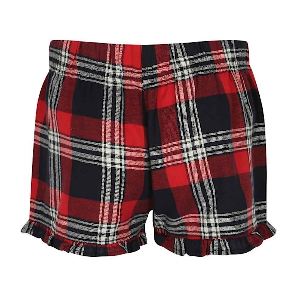 SF Dam/Kvinna Tartan Frill Shorts L Röd/Marinblå Red/Navy L