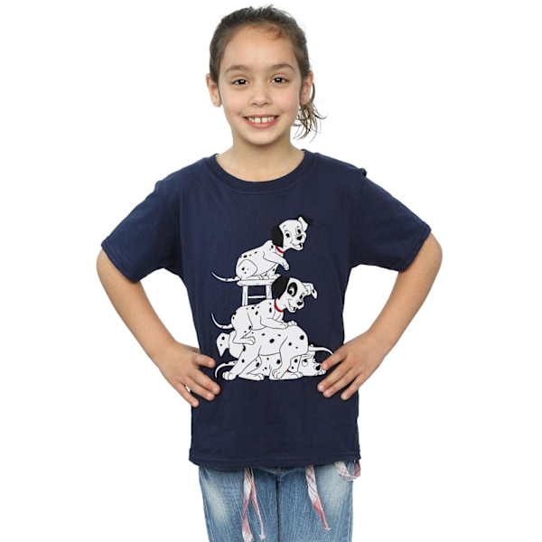 101 Dalmatiner Flickor Stol Bomull T-shirt 7-8 År Marinblå Navy Blue 7-8 Years