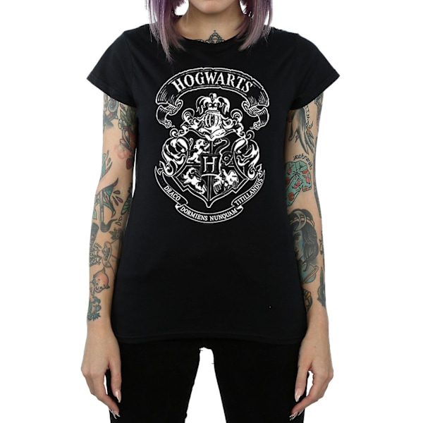 Harry Potter Dam/Dam Hogwarts Crest Bomull T-shirt S Svart Black S