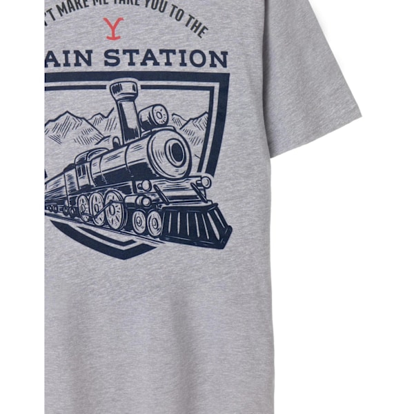 Yellowstone Mens Train Station Kortärmad T-shirt S Grå Mar Grey Marl S